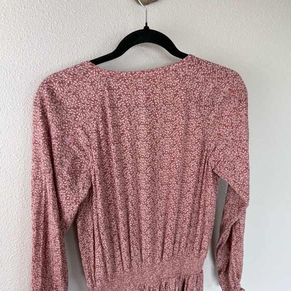 Faherty Montara Leaf Batik Long Sleeve Dress Pink Floral Casual Boho Women Small - Picture 15 of 16